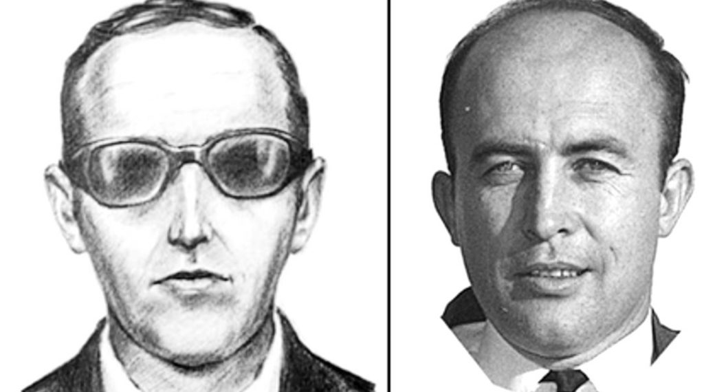 The 1971 sketch of Cooper's description, and photo of Peterson from around the same time.
